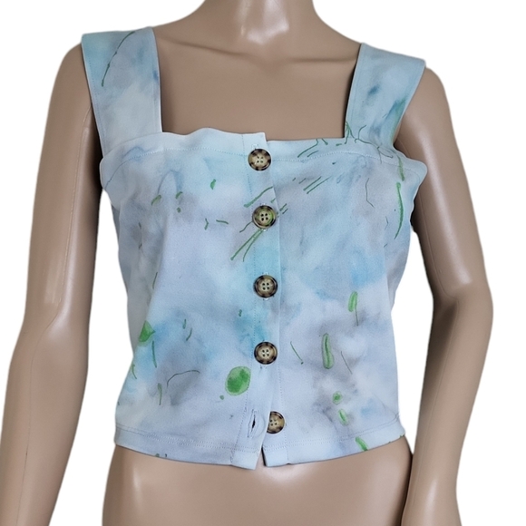 Intimately Free People Tie Dye Button Front Crop Top - Picture 1 of 3